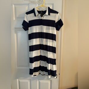 Navy and White Striped Polo Dress
